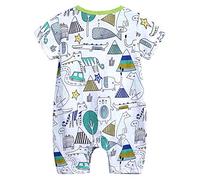 Body Manche Courte Bebe Garcon 0-18 Mois ete Dessin animé Animal Camion Lettre Combinaison Bebe Garcon Mignon Barboteuse Bebe Fille Respirant Vetement Unisexe Pyjama Enfant (Green, 12-18 Mois)