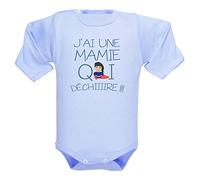 Body manches longues mamie qui déchire, vêtement de naissance, habit fille et garçon, texte amusant - bleu clair, 0-3 mois