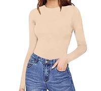 Body manches longues pour femme, Pyjama manches longues une pièce Slim Fit Ensemble pyjama élégant avec col rond Bodysuit Stretch Vêtement de nuit Sous-vêtements légers pour détente Sous-vêtements