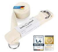 Body & Mind Sangle de yoga en coton naturel avec fermeture à anneaux en D 250 x 3,8 cm