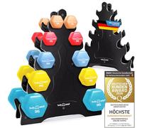 Body & Mind® Set 5 Paires d'Haltères Néoprène 1-5 kg avec Support