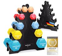 Body & Mind® Set de 2 haltères de gymnastique Dumbbells Haltères courts ; Entraînement de force efficace avec différents poids ; Fitness Workout à domicile (Support à 5 niveaux avec 10 haltères)