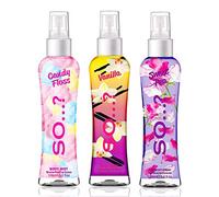 Body Mist by So…? Candy Floss, Vanilla, Sweet Pea Brume Corporelle Parfumée Pour Femme 100ml (Lot de 3)