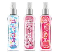 Body Mist by So…? Fresh Floral, Cherry Blossom, Pink Grapefruit Brume Corporelle Parfumée Pour Femme 100ml (Lot de 3)