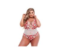 Body Motifs Floraux, Laçage Rouge & Blanc GT