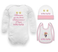 body nouveau-né drôle phrase Inter Maman m'a fait beau et papa Interista, Set bébé interista body chapeau bavette, 3-6 mois
