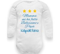 body nouveau-né Naples Maman m'a fait beau et papa Napolitain à manches longues de coton chaud, Body Napoli Magnifique coton chaud, 12-18 mois