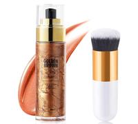 Body Oil Shimmer, Huile Pailletée pour Le Corps, Illuminateur De Teint, Highlighter Maquillage, Shimmer Lotion pour Le Corps, Surligneur Liquide Brillant Durable pour Visage Corps Jambes (Brun Doré)
