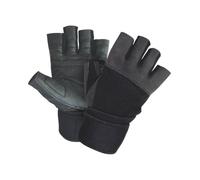Body One - Gants Fitness Taille S-M - Noirs Renforcés en Cuir - Prise en Main Optimale - Fermeture Poignets Autogrippante - Lycra et Amara Résistants - Idéal Musculation et Haltérophilie