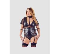 Body Ouvert Cuir & Dentelle Menotte Noir GT