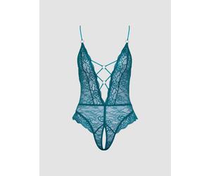 Body ouvert dentelle florale bleu