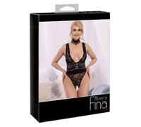 Body Ouvert En Dentelle Et Satin Noir M Avec Chaines
