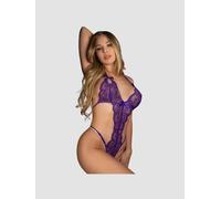 Body ouvert noeud & dentelle violet