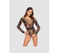 Body ouvert résille manches longues Regina noir