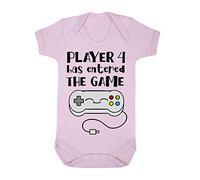 Body pour bébé avec inscription Player 4 has Entered The Game (Gaming Controller Style one) Annonce de grossesse [BBY3] Rose pastel 0-3 mois