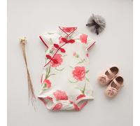 Body Pour Bébés Filles, Barboteuse Pour Nouveau-Né, Imprimé De Fleurs, Sans Manches, Cheongsa, Style Chinois, Tenues Décontractées D'été