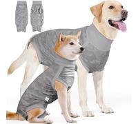Body pour Chien Post-Opératoire - Combinaison de Protection Anti-Léchage pour Chien avec Fermeture Velcro - Vêtement Chirurgical pour Chiens Après Opération (Gris, L)