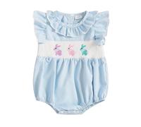 Body pour nouveau-né fille - Motif lapin mignon - Manches courtes - 0 à 18 mois - Bleu - 3-6 mois