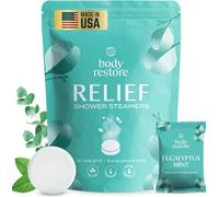 Body Restore Shower Steamers Aromatherapy 15 Pack - Relaxation Birthday Gifts for Women and Men, Travel Essentials, Stress Relief and Self Care - Eucalyptus