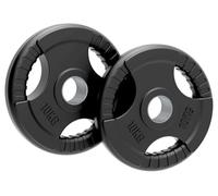 Body Revolution Disques de poids olympiques en fonte avec revêtement en caoutchouc - Trois poignées - radial, Noir , 10kg Pair