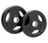 Body Revolution Disques de poids olympiques en fonte avec revêtement en caoutchouc - Trois poignées - radial, Noir , 5kg Pair