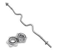 Body Revolution EZ Barbell Bar - Barre d'haltérophilie EZ Super Curl de 1,2 m pour disques de poids de 2,5 cm - Barbell pour biceps et bodybuilding Spinlock ou collier à ressort (collier Spinlock de