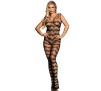 Body Séduction Subblime: Combinaison Résille Ouverte Noir Taille Unique - Taille: Taille unique , Couleur: Noir