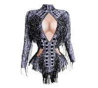 Body sexy à franges en strass pour femme Coupe ajustée