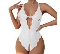 Body Sexy avec Entrejambe Ouvert B Dessous Sexy A Cup, Blanc., L