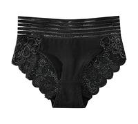 Body Technique pour Femmes Coton Taille Haute Dentelle Douce Respirant Extensible Slips Confortables Culottes Dames Legging Fesse(Le Noir,L)