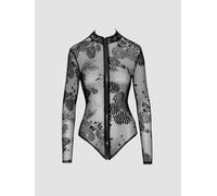 Body Transparent Motif Floral Noir