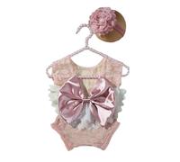 Body triangulaire pour bébé Barboteuse à gros nœud dans le dos et bandeau assorti Accessoires pour nouveau-né Photographies Accessoires de message pour nourrissons
