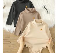 Body unisexe pour nouveau-né garçon, ensemble une pièce à col montant épais doublé thermique, couleur unie, vêtements bébé automne/hiver, plusieurs pièces 6-9M,9-12M,12-18M,18-24M,2-3Y,0-1M,1-3M,3-6MU