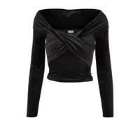Body velours côtelé croisé manches longues à épaules dénudées femme Urban Classics Noir M