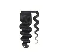 Body Wave Ponytail Extension Wrap Around Magic Paste Ponytails Clip In Real Brazilian Virgin Human Hair pieces for Black Women Natural Black 22 Inch Pour un usage quotidien(24inches)