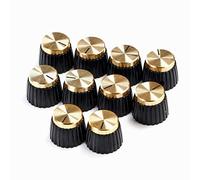 BODYA Lot de 10 boutons poussoirs pour amplificateur de guitare avec capuchon doré pour amplificateur Marshall - Noir
