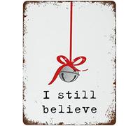 Bodyard Plaque vintage en métal avec inscription « I Still Believe Christmas » - Panneau de vacances en métal vintage pour bar, club de musique, cave, décoration murale - 14 x 20 cm
