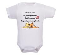 bodybebepersonnalise.fr Body bébé, brassière enfant, manches courtes, fille et garçon, cadeau de naissance, papi et mamie, grands-parents - blanc, 0-3 mois