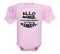 bodybebepersonnalise.fr Body bébé manches longues, fille et garçon, bodies rigolos et humour, 100% coton, cadeau bébé - Rose clair, 3-6 mois