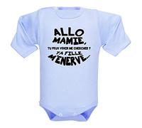 bodybebepersonnalise.fr Body bébé manches longues, fille et garçon, bodies rigolos et humour, 100% coton, cadeau bébé - bleu clair, 3-6 mois
