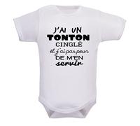 bodybebepersonnalise.fr Body enfant, bodies bébé, brassière garçon et fille, pressions à l’entrejambe, humour, tonton, oncle, cadeau de naissance - blanc, 3-6 mois