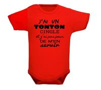 bodybebepersonnalise.fr Body enfant, bodies bébé, brassière garçon et fille, pressions à l’entrejambe, humour, tonton, oncle, cadeau de naissance - Rouge, 12-18 mois