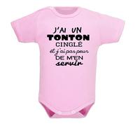 bodybebepersonnalise.fr Body enfant, bodies bébé, brassière garçon et fille, pressions à l’entrejambe, humour, tonton, oncle, cadeau de naissance - Rose clair, 18-24 mois