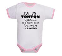 bodybebepersonnalise.fr Body enfant, bodies bébé, brassière garçon et fille, pressions à l’entrejambe, humour, tonton, oncle, cadeau de naissance - blanc/rose, 6-12 mois