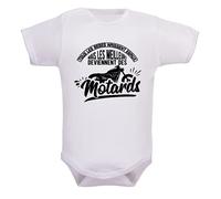 bodybebepersonnalise.fr Body manches courtes, bodies MC, fille et garçon, humour, motard, texte marrant, excellente qualité, extra doux - blanc, 6-12 mois