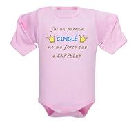 bodybebepersonnalise.fr Body manches longues, humour, brassière bébé, bodies enfant, fille et garçon, parrain, caustique, rigolo, cadeau - Rose clair, 0-3 mois