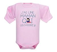 bodybebepersonnalise.fr Body manches longues maman qui déchire, vêtement enfant, cadeau de naissance, 100% coton, fille et garçon, maman - Rose clair, 3-6 mois