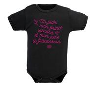 bodybebepersonnalise.fr Body message papa - Un jour mon prince viendra - Papa - un jolie cadeau pour papa - Noir, 3-6 mois