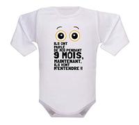bodybebepersonnalise.fr Body naissance humour, texte rigolo, vie de famille, 100% coton, manches longues, cadeau naissance - blanc, 3-6 mois