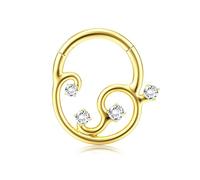 BodyBonita 16G 14K Or Anneaux de Septum Piercing - Acier Chirurgical 316L Pendantes Piercing Oreille Tragus Rook Helix Daith Cartilage Boucles d'Oreilles Créoles 8 mm Galactic Quartet